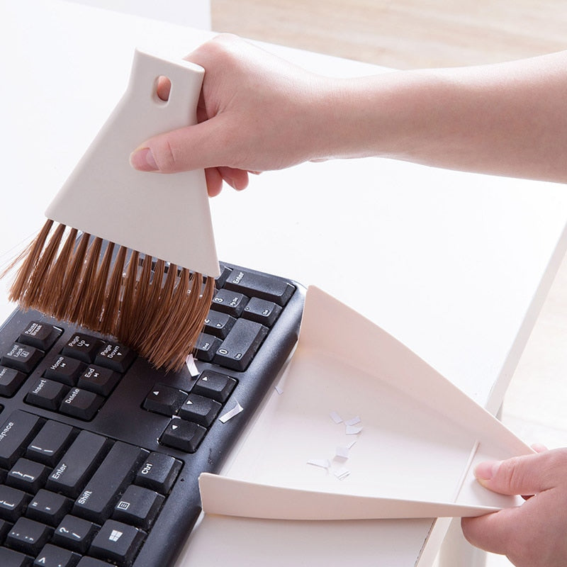 Mini Desktop Broom and Dustpan Set Household Dust