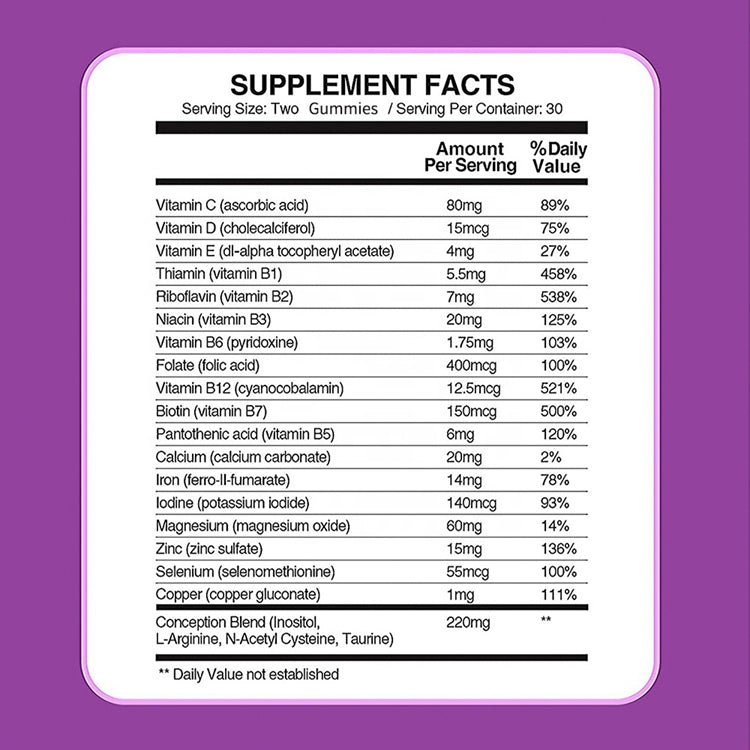 Daily Prenatal Gummies Fertility Supplements